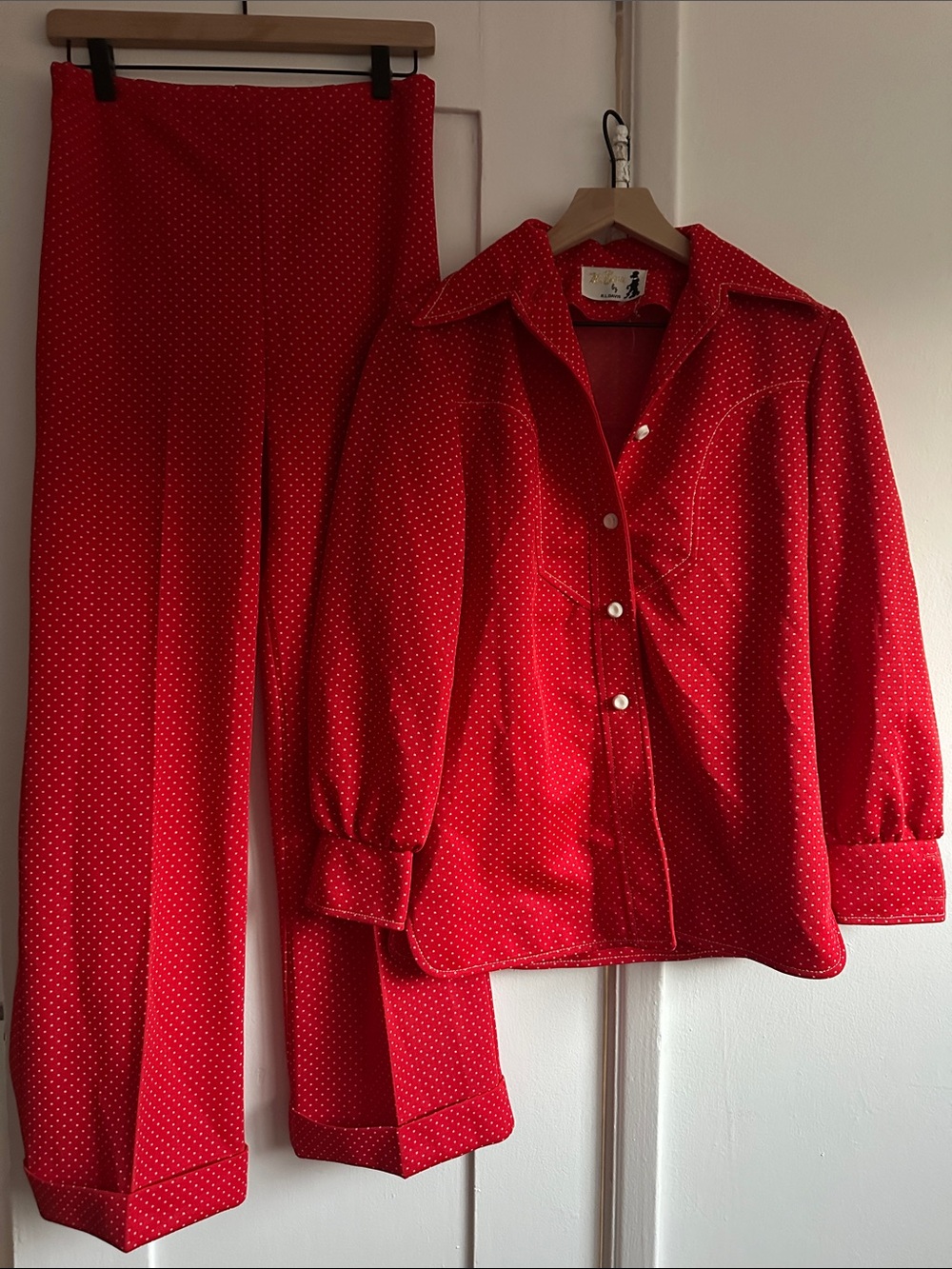 MR BEAU Vintage Red Polka Dot 2-Piece Retro Set